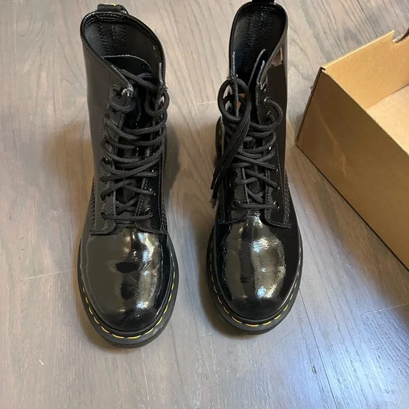 Dr. Martens Black Patent Leather Boots - Picture 1 of 7